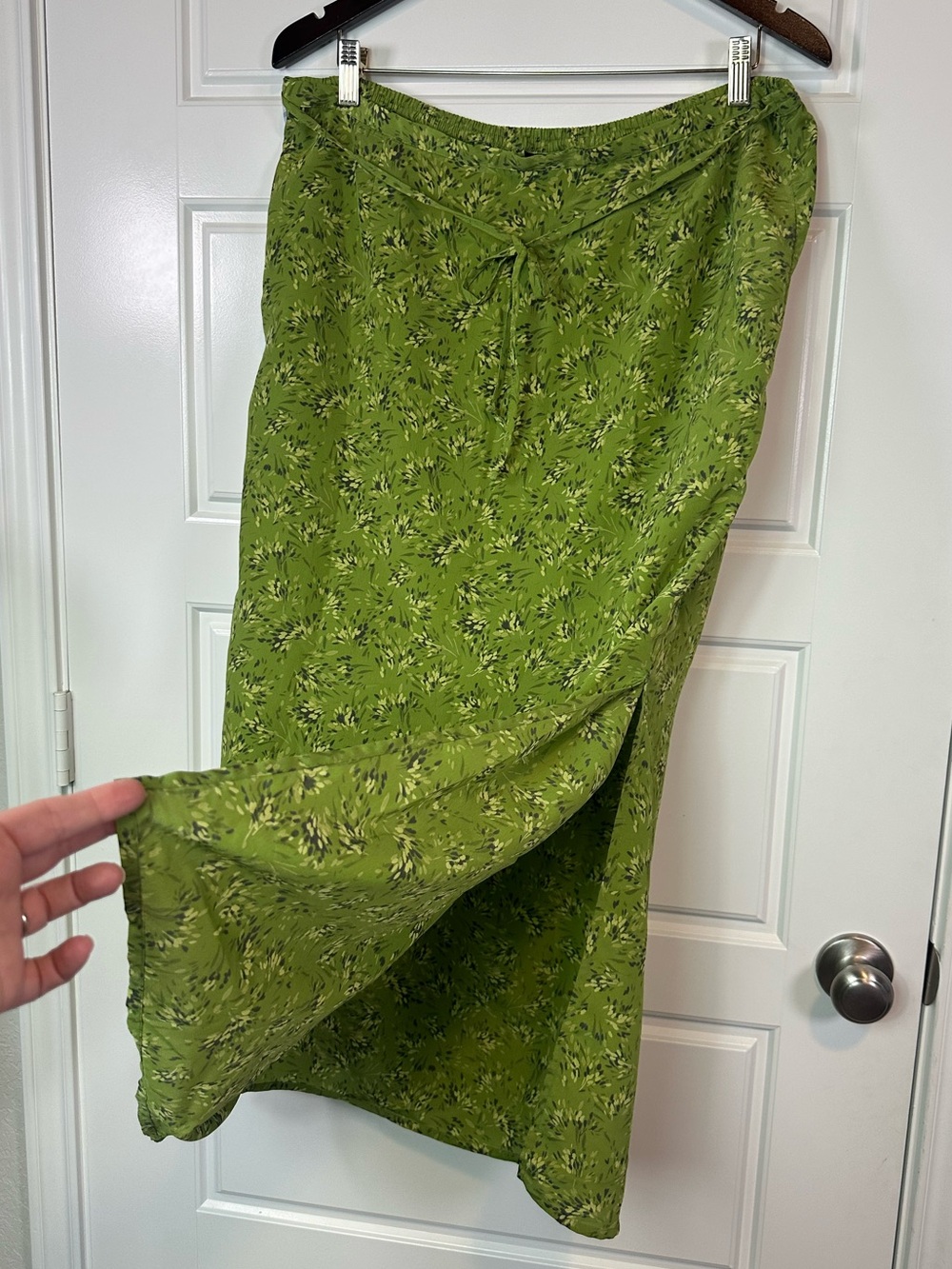 Vintage Y2K Venezia Jeans Ditsy Floral Green Double Slit Maxi Skirt Size 14/16 - Picture 3 of 10